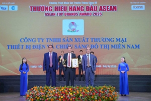 cong ty chieu sang do thi mien nam vinh du lot top 10 thuong hieu hang dau asean 2025 va huy chuong vang ve chat luong